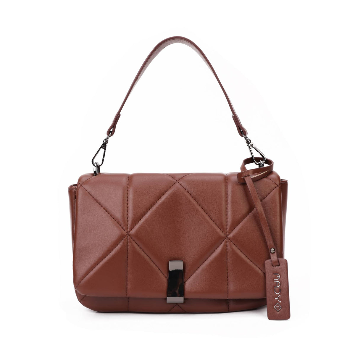 Small Ostrich Leather Satchel - Brown