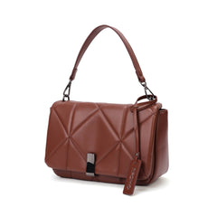 Small Ostrich Leather Satchel - Brown