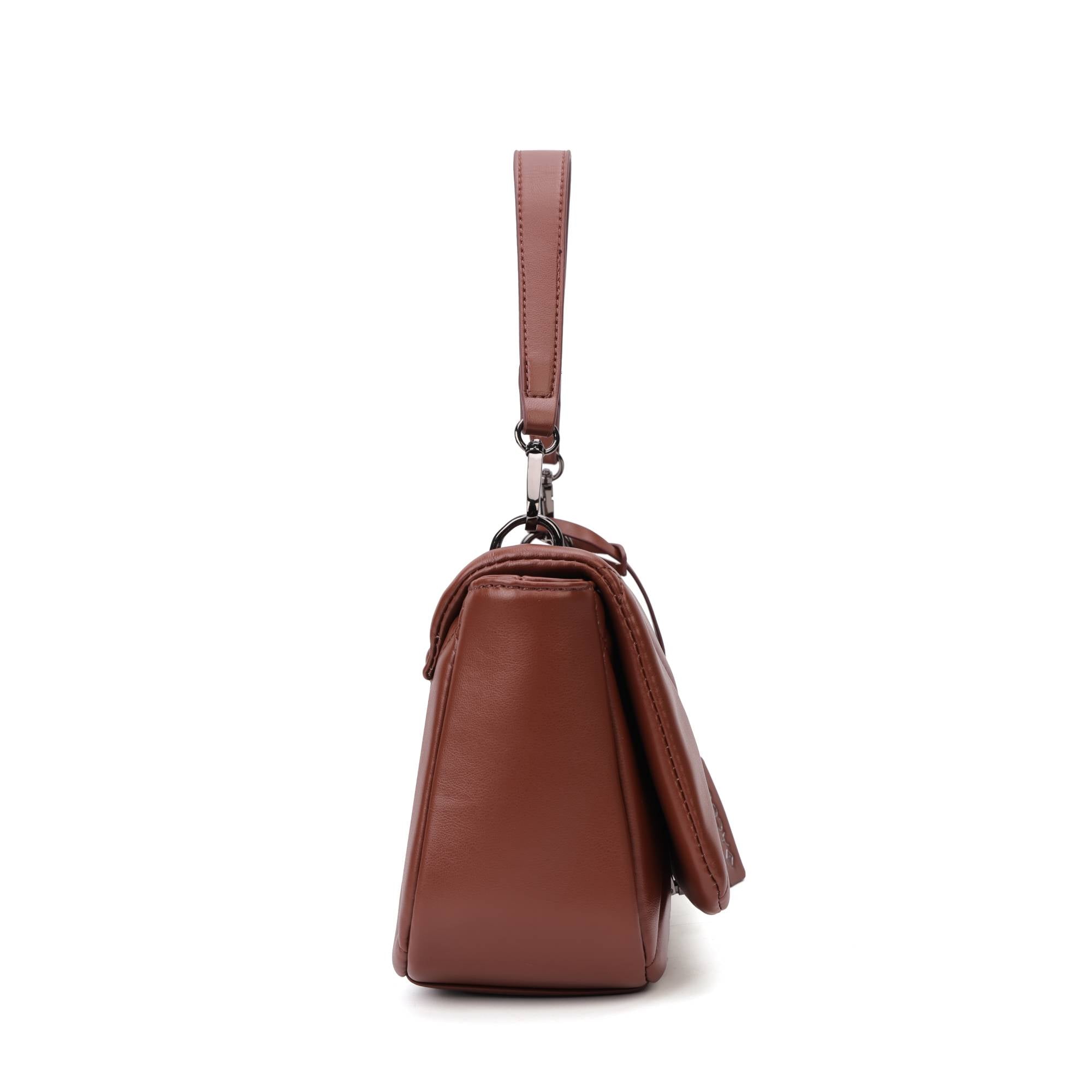 Small Ostrich Leather Satchel - Brown