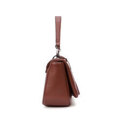 Small Ostrich Leather Satchel - Brown