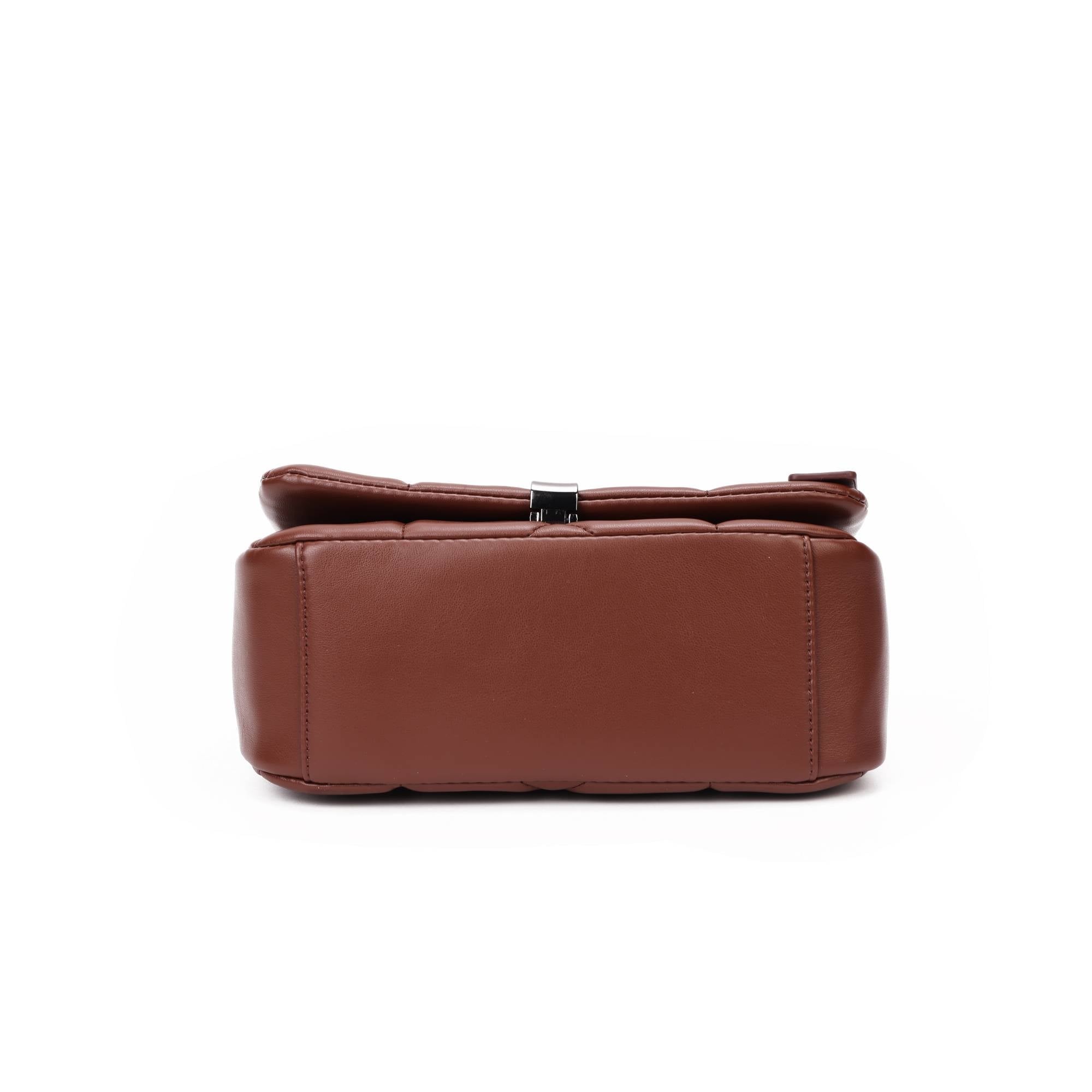 Small Ostrich Leather Satchel - Brown