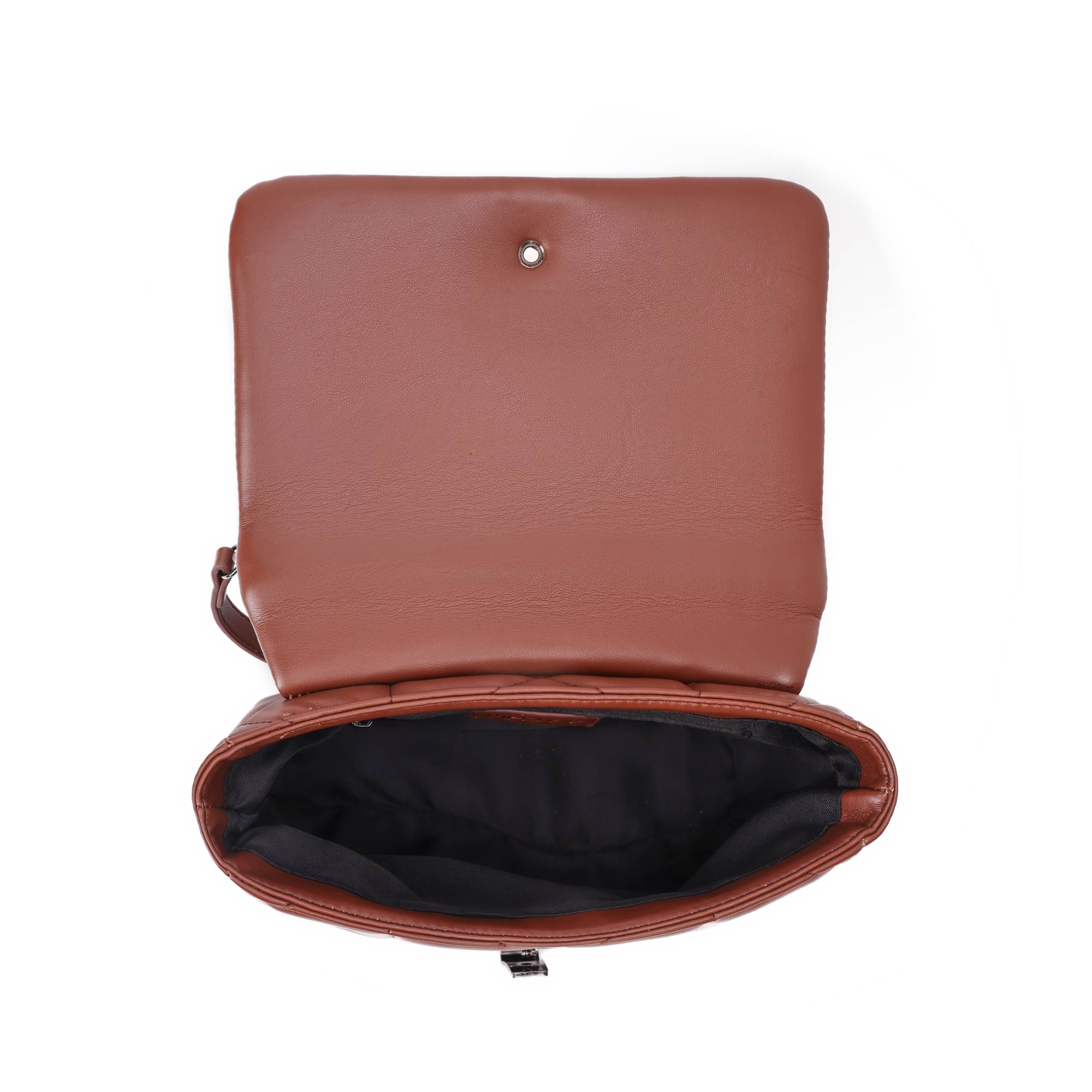 Small Ostrich Leather Satchel - Brown