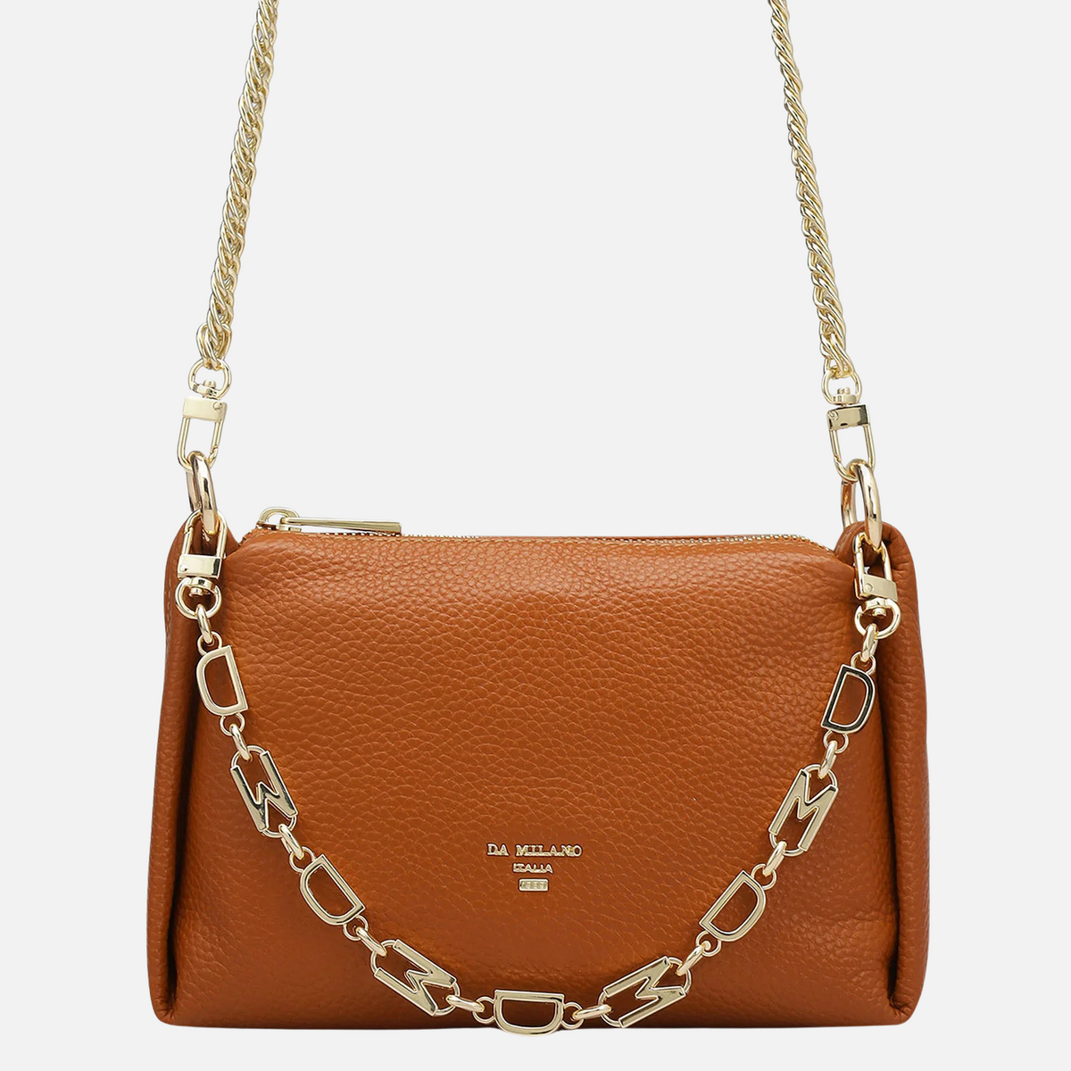 Small Wax Leather Baguette - Orange