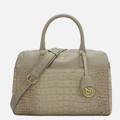 Medium Croco Franzy Leather Satchel - Frost
